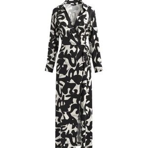 Eloquii Black and White Wrap Dress - Sz 16